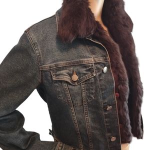 Theory size 8, 2 piece Jean Jacket w/ fur liner jacket
